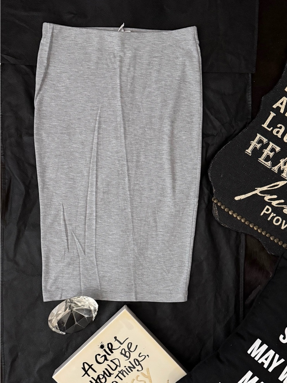Forever 21 Light Gray Pencil Skirt